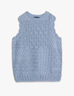 Cotton Rich Textured Knitted Vest