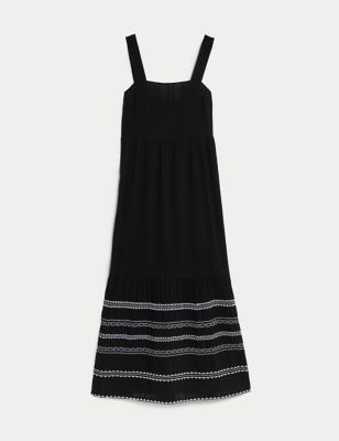 Pure Cotton Embroidered Midaxi Beach Dress