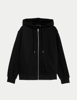 Cotton Rich Borg Lined Zip Up Hoodie