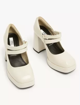 Leather Patent Platform Court Shoes