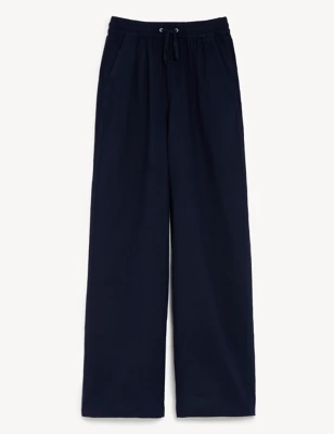 Linen Rich Wide Leg Trousers