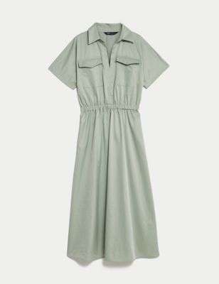 Collared Midi Shirt Dress
