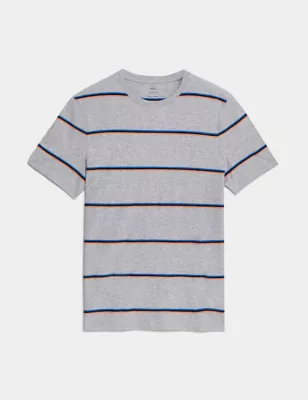 Pure Cotton Textured Striped T-Shirt