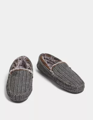 Fleece Lined Moccasin Slippers