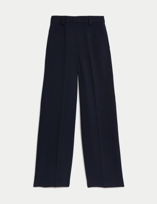 Crepe Tab Detail Wide Leg Trousers