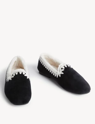 Faux Fur Lined Moccasin Slippers