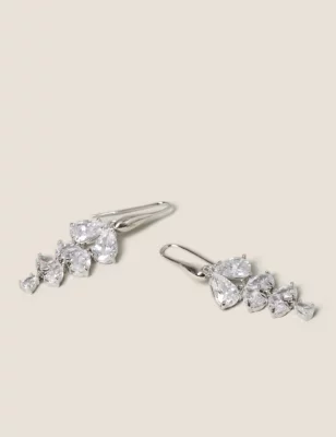 Platinum Cz Grape Drop Earrings