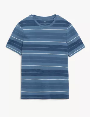 Pure Cotton Double Knit Striped T-Shirt