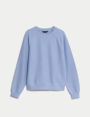 Pure Cotton Textured Crew Neck Sweatshirt