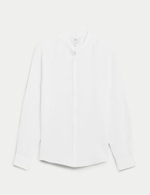 Pure Linen Grandad Collar Shirt