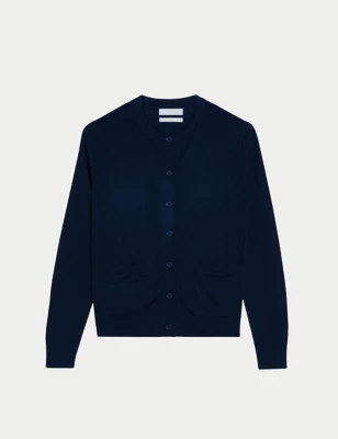 Pure Merino Wool Crew Neck Cardigan