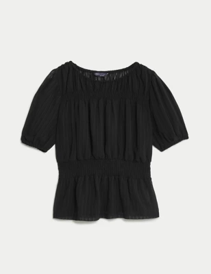 Textured Shirred Top