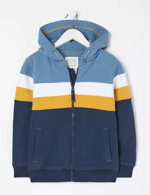 Cotton Rich Striped Zip Hoodie (3-13 Yrs)