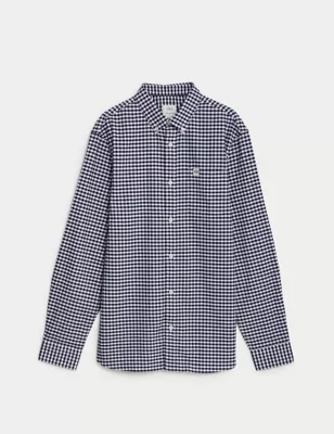 Easy Iron Pure Cotton Check Oxford Shirt