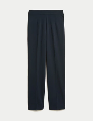 Jersey Straight Leg Trousers With Stretch