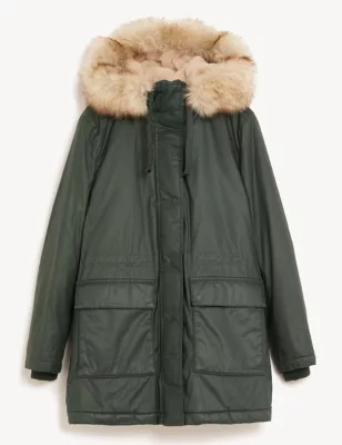 Stormwear&trade; Waxed Faux Fur Lined Hooded Parka