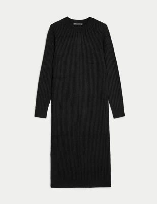 Ribbed Knitted Midi Dress