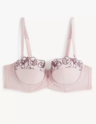 Iris Embroidery Wired Longline Balcony Bra A-E