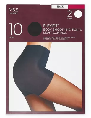 2pk Flexifit&trade; 10 Denier Light Control Sheer Tights