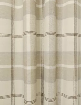 Brushed Woven Checked Pencil Pleat Curtains