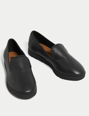 Leather Slip On Flat Pumps