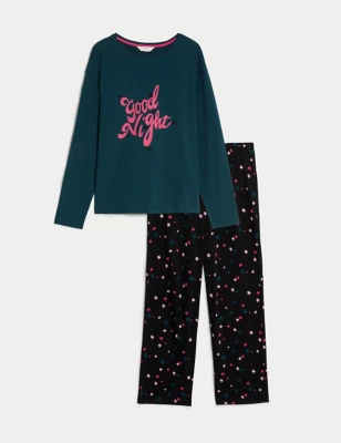 Pure Cotton Good Night Slogan Pyjama Set