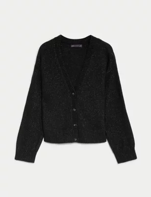 Sparkly V-Neck Button Through Cardigan