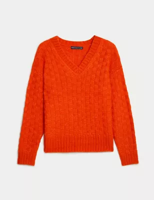 Recycled Blend Textured V-Neck Jumper