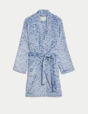 Fleece Animal Print Short Dressing Gown