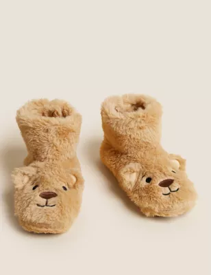 Faux Fur Spencer Bear&trade; Slipper Socks