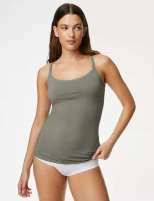 3pk Cotton Rich Lace Trim Vests