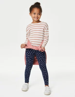 3pk Cotton Rich Patterned Leggings (2-8 Yrs)
