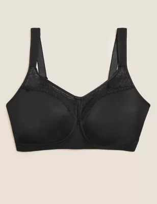 Cotton Blend & Lace Non Wired Total Support Bra B-H