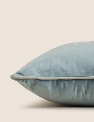 Velvet Bird Embroidered Cushion