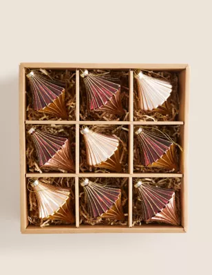 9pk Glass Glitter Finial Baubles