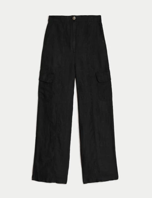 Pure Linen Utility Wide Leg Trousers
