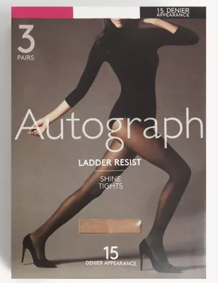 3pk 15 Denier Ladder Resist Tights
