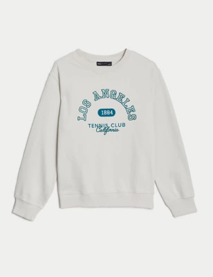 Cotton Rich Slogan Sweatshirt