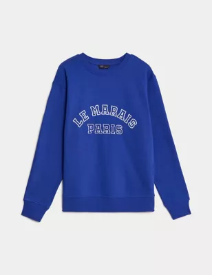 Cotton Rich Slogan Sweatshirt