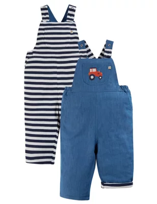 Pure Cotton Reversible Tractor Dungarees (0-4 Yrs)