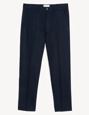 Regular Fit Linen Blend Trousers