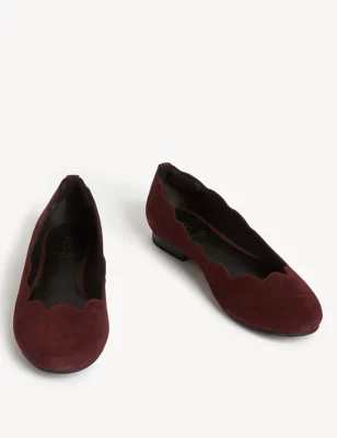 Wide Fit Suede Flat Ballet Pumps