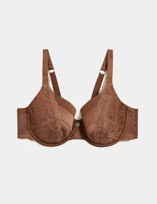 Lace Wired Full Cup Bra With Silk A-E