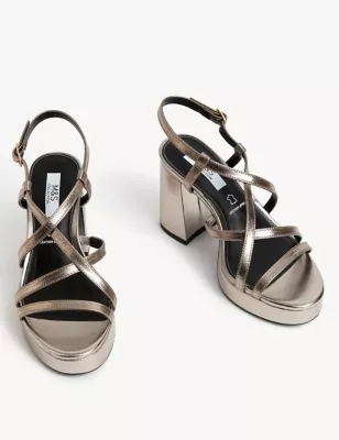 Metallic Strappy Platform Sandals