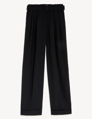 Belted Relaxed Straight Trousers