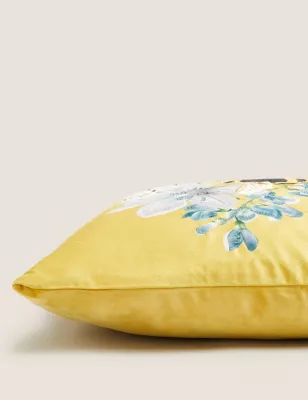 Velvet Bee Embroidered Cushion