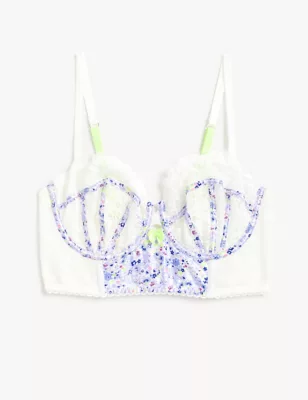 Linea Lace Printed Wired Balcony Bra A-E