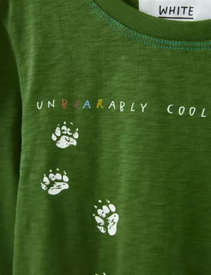 Pure Cotton Bear Paw Print T-Shirt (3-10 Yrs)