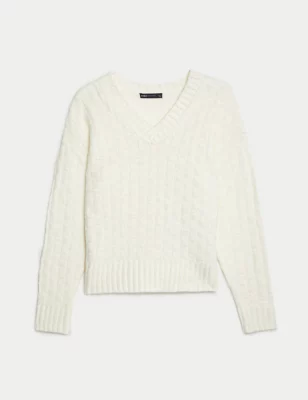 Recycled Blend Textured V-Neck Jumper