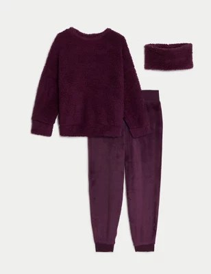 Borg And Fleece Lounge Set With Snood